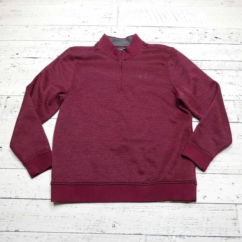 Under Armour ColdGear Sweatshirt Adult Large Red Fleece 1/4 Zip Long Sleeve